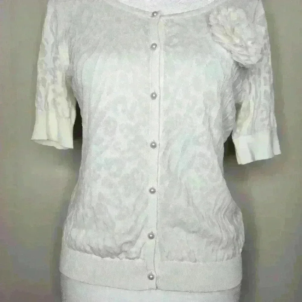 White house black market women's ivory sheer blouse size small - Picture 3 of 7